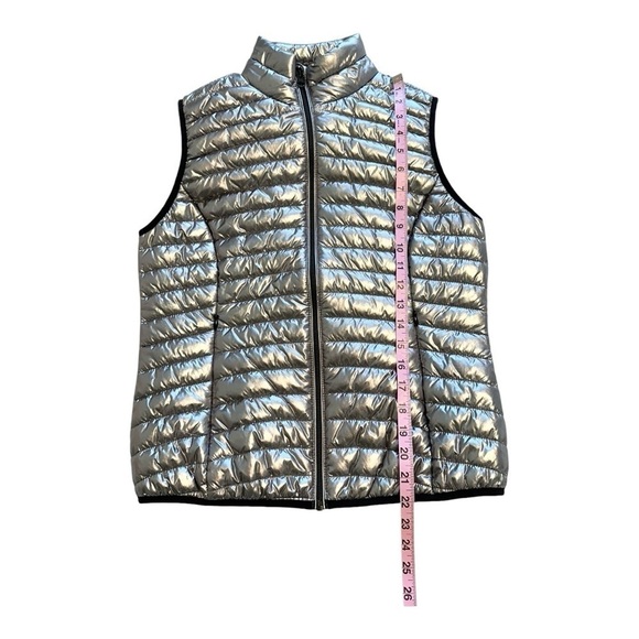 Joe Fresh Silver Metallic Puffer Vest - Size Small - Picture 10 of 12